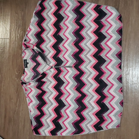 (OS) ARTIZAN Robert Barré Geometric Colorful Print Poncho Style Top Flowy - Picture 1 of 6